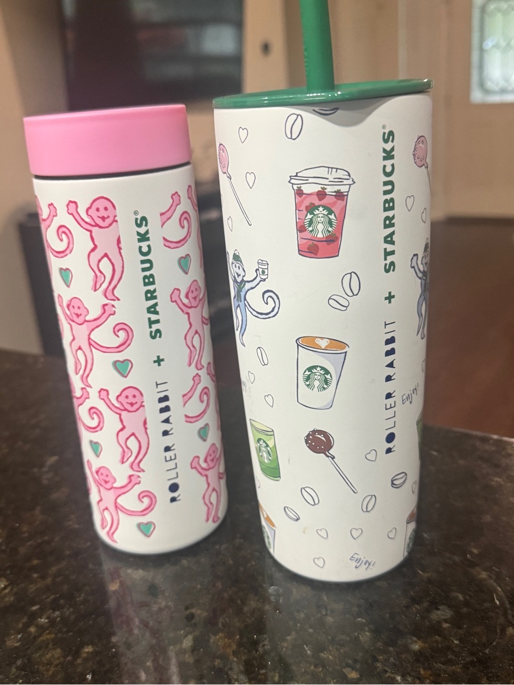 (2) roller rabbit Starbucks cups